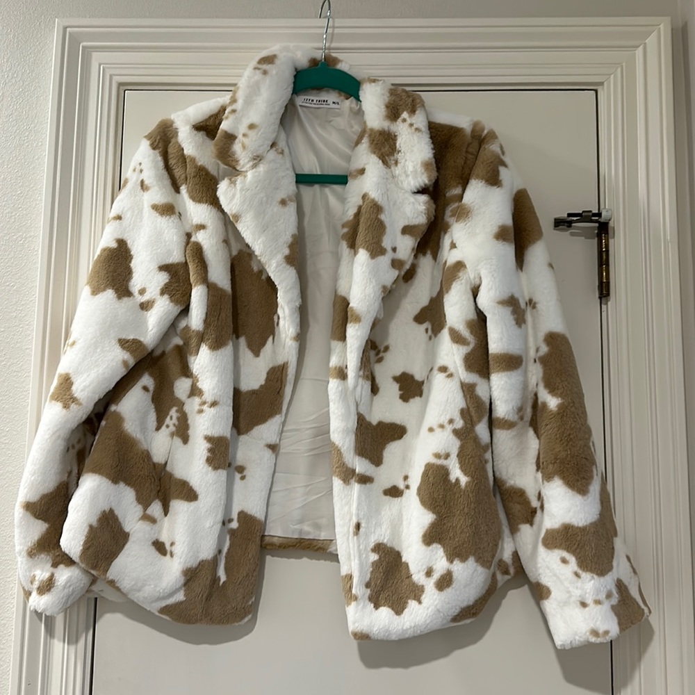 Vegan cow print coat